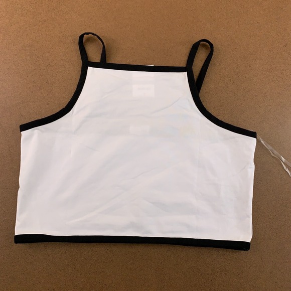 Cotton On Tops - Cotton On Womens Large White Black Trim Billi High Neck Cropped Tank Top NWT